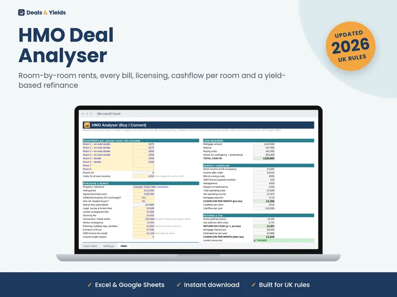 HMO Deal Analyser spreadsheet